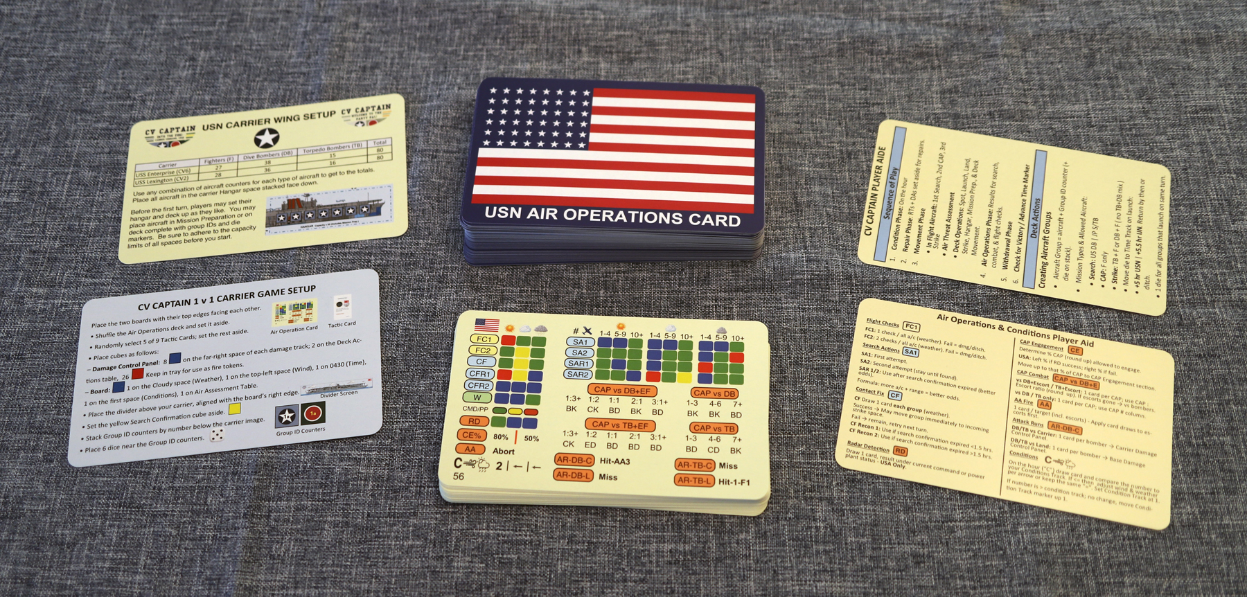 CV Captain US Air Operation & Player Aide Cards